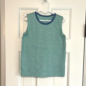 Crewcuts Boys Size 4-5 xs Sleeveless Green Top with blue collar accent